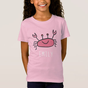 Cute Pink Crab Sea Animal Girl Name  T-Shirt