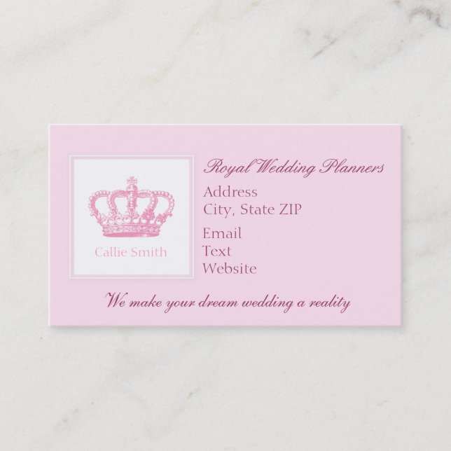 Cute Pink Crown Appointment Card (Front)
