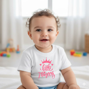 Cute Pink Crown Little Princess Baby T-Shirt Bodysuit