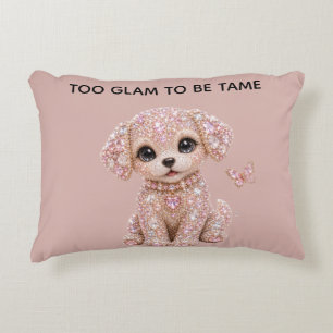 Cute Pink Crystal Puppy Decorative Cushion