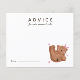 Cute Pink Cub Bear Advice for Mummy Card