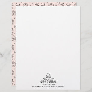 Cute Pink Cupcake Bakery Business Custom Letterhead