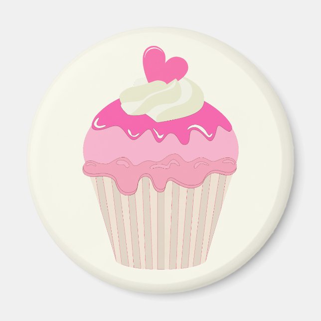 Cute Pink Cupcake Magnet (Front)