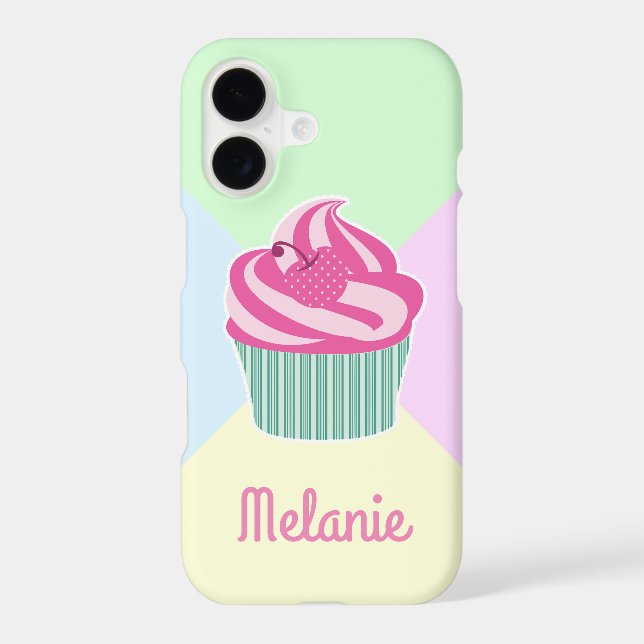 Cute Pink Cupcake Pastel Colours Personalised (Back)