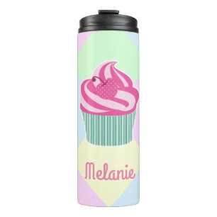 Cute Pink Cupcake Pastel Colours Personalised  Thermal Tumbler