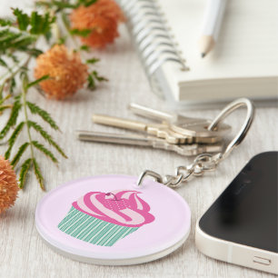 Cute Pink Cupcake Pastel Pink Key Ring