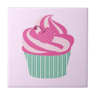 Cute Pink Cupcake Pastel Pink Tile