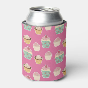 Cute Pink Cupcake pattern Can Cooler