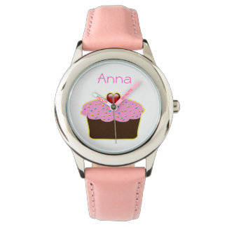 cute pink cupcake personalised design watch