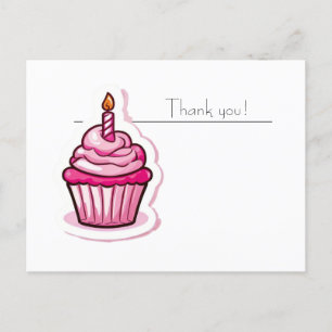 Cute Pink Cupcake Thank You Postcard