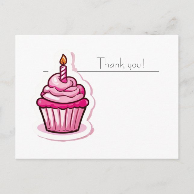 Cute Pink Cupcake Thank You Postcard (Front)