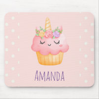 Cute Pink Cupcake Unicorn with Roses