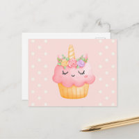Cute Pink Cupcake Unicorn with Roses