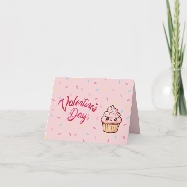 Cute Pink Cupcake Valentine's Day Card (Front)