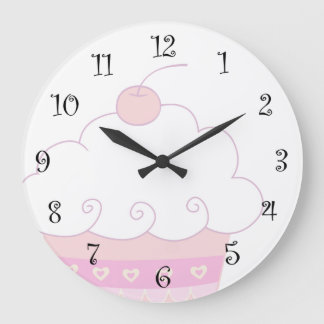 Cute Pink Cupcake Wall Clock