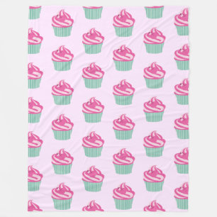 Cute Pink Cupcakes Pattern Pastel Pink Fleece Blanket