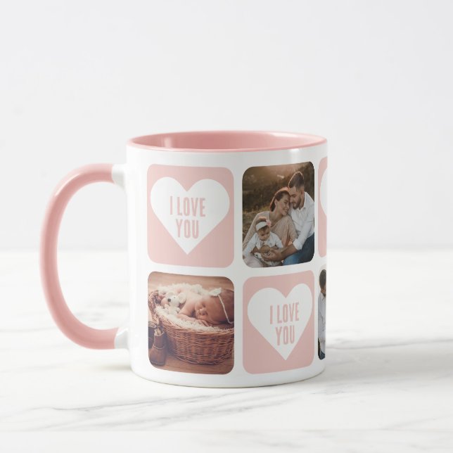 Cute Pink Custom Photo I Love You Mug (Left)