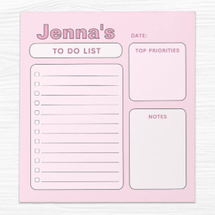 Cute Pink Customisable Todo List Notepad