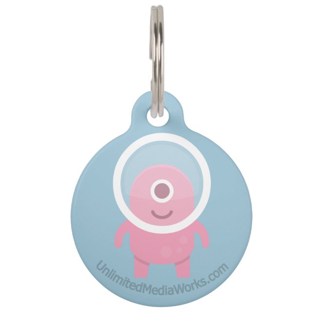 Cute Pink Cyclops Alien Pet Tag (Front)