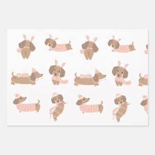 Cute Pink Dachshund Christmas Wrapping paper