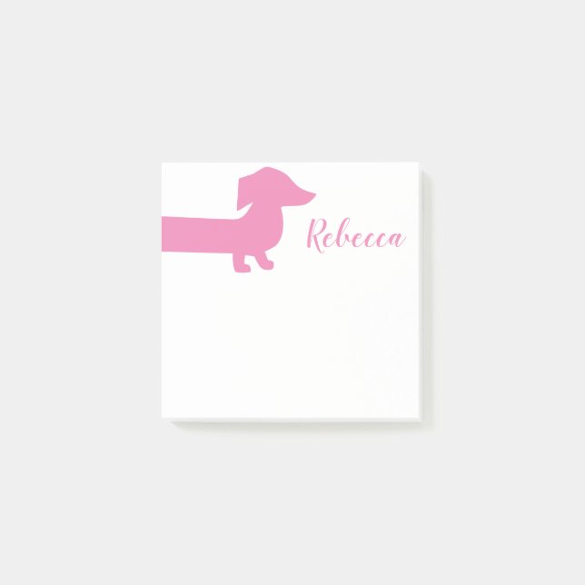 Cute Pink Dachshund Custom Template Post-it Notes (Front)