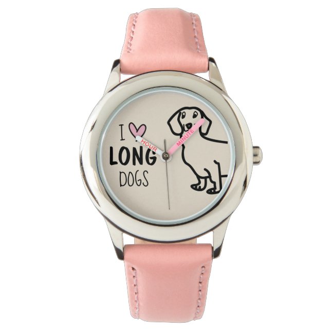Cute Pink Dachshund Lover Funny Dog Watch (Front)