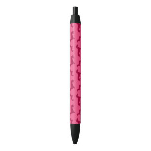 Cute pink dachshund pattern black ink pen