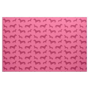 Cute pink dachshund pattern fabric