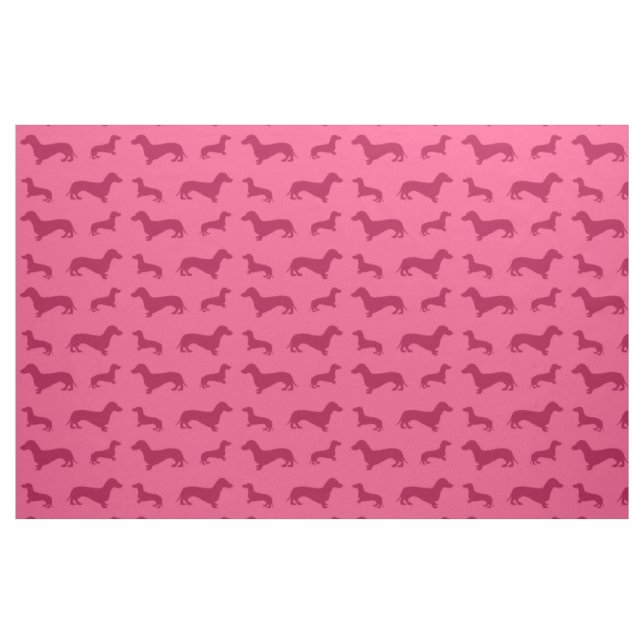 Cute pink dachshund pattern fabric (Yard)