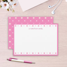 Cute Pink Daisies & Hearts Personalised Note Card