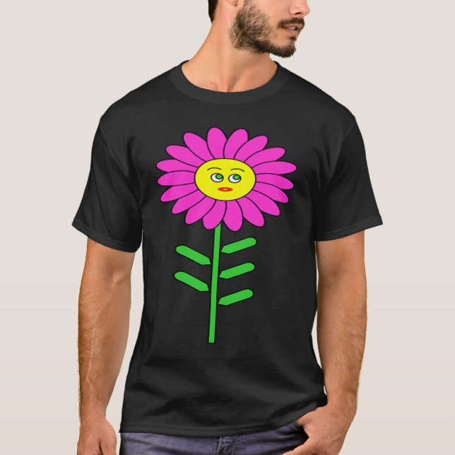 Cute Pink Daisy Flower Girl's Toddler T-Shirt (Front)