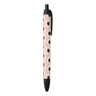 Cute Pink Daisy Flower Pattern Black Ink Pen