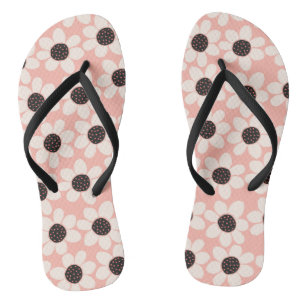 Cute Pink Daisy Flower Pattern Flip Flops