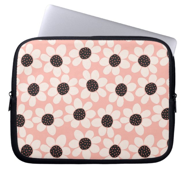 Cute Pink Daisy Flower Pattern Laptop Sleeve (Front)