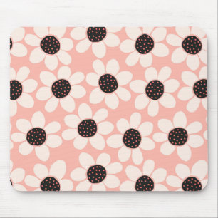 Cute Pink Daisy Flower Pattern Mouse Mat