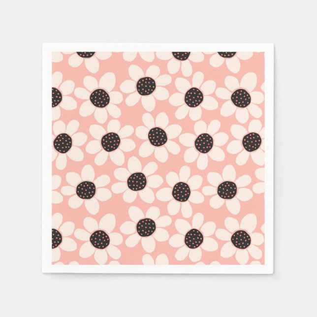 Cute Pink Daisy Flower Pattern Napkin (Front)