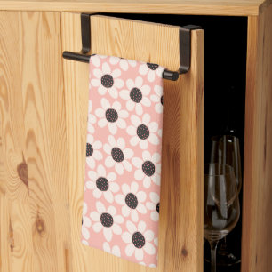 Cute Pink Daisy Flower Pattern Tea Towel
