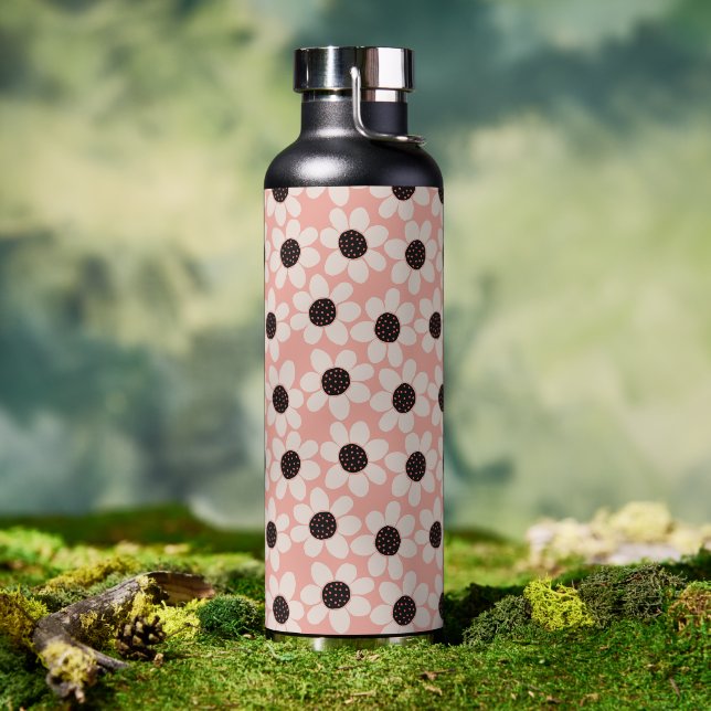 Cute Pink Daisy Flower Pattern Water Bottle (Outdoor)