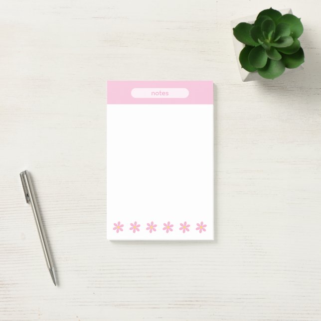 Cute Pink Daisy Pastel Floral Post-it Notes (Office)