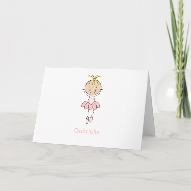 Cute , Pink, Dancing  Ballerina Card (Front)