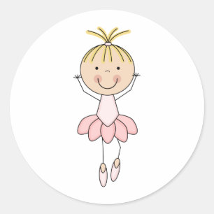 Cute , Pink, Dancing Ballerina Classic Round Sticker