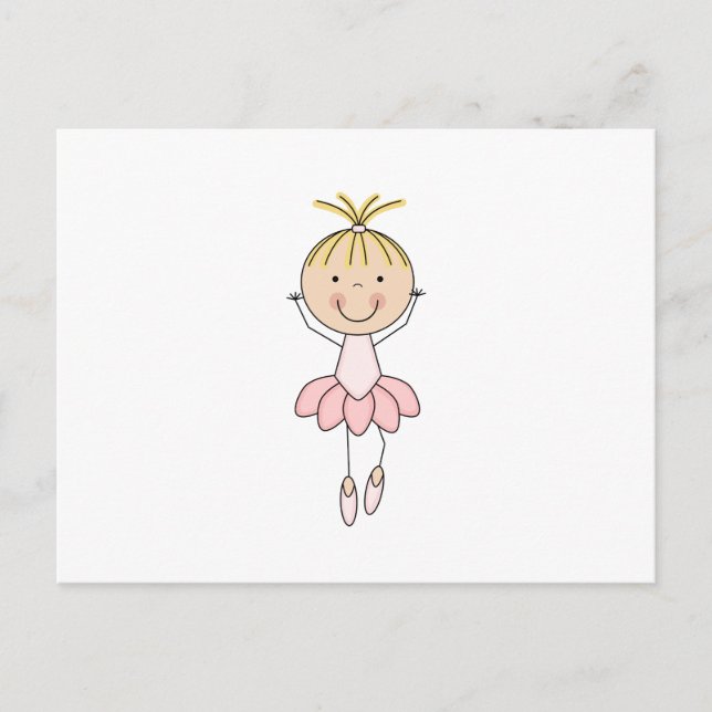 Cute , Pink, Dancing  Ballerina Postcard (Front)