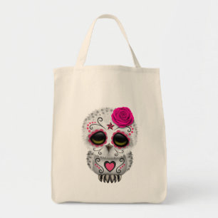 Cute Pink Day of the Dead Sugar Skull Owl Tote Bag