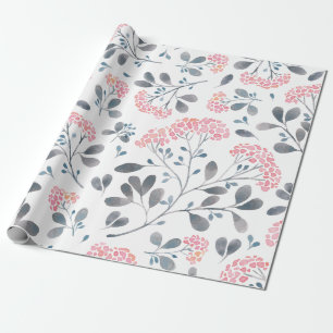 Cute Pink Delicate Flowers Pattern Wrapping Paper
