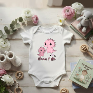 Cute Pink Dinosaur Baby Bodysuit “Mama & Me”