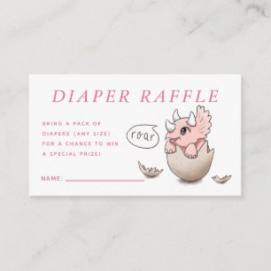 Cute Pink Dinosaur Baby Shower Roar Diaper Raffle Enclosure Card