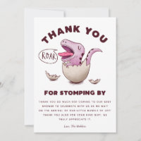 Cute Pink Dinosaur Baby Shower T-Rex