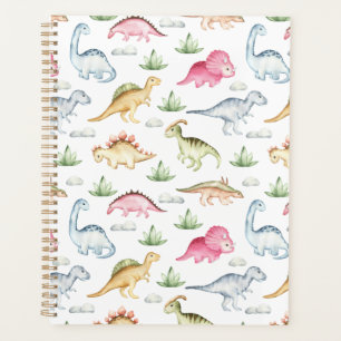 Cute Pink Dinosaur Pattern Girls T Rex Dino Lovers Planner