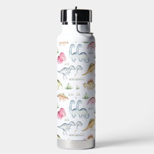 Cute Pink Dinosaur Pattern Girls T Rex Dino Lovers Water Bottle