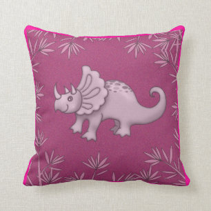 Cute Pink Dinosaur Pillow Triceratops For Kids